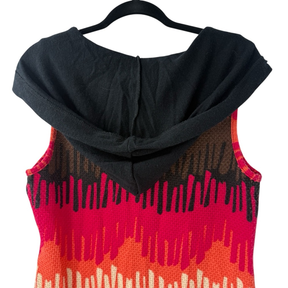 Anthropologie Aryeh Color Block Waffle Knit Sleeveless Hoodie Dress Boho Artsy - Picture 3 of 11